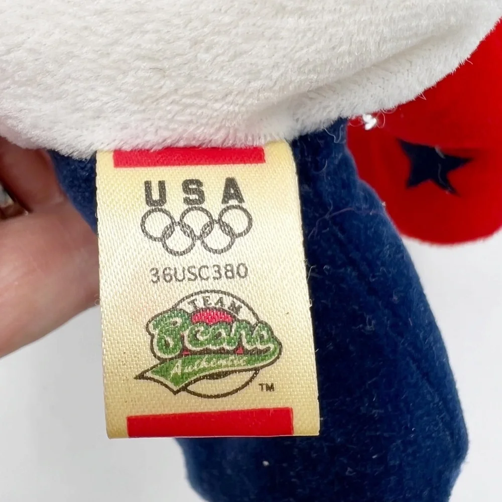 Vintage 1999 Team Beans Authentic Victory 11 USA Olympic Bear Plush, 8 inch